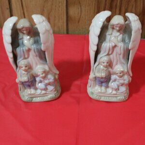 Procelain Angel with Boy and Girl Set of 2